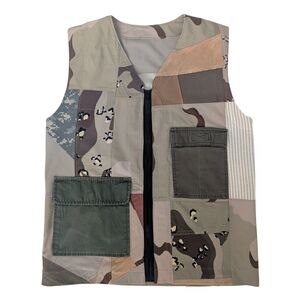 Earth-Tone Patchwork Utility Vest (Chest 40-42″)